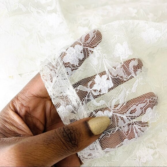 VINTAGE SYMBOL WHITE LACE BUTTON DOWN GOLD BUTTONS SEMI SHEER WOMEN SHI… - Picture 14 of 14